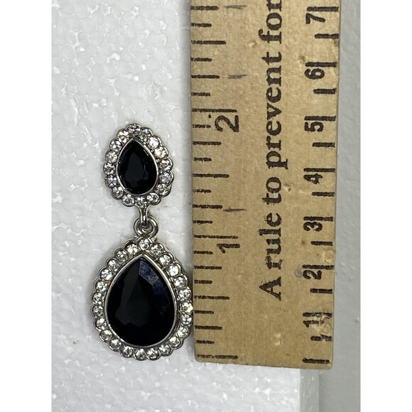 Crystal Rhinestone Cocktail Party Prom Pieced Wedding Earrings Teardrop Dangle - Picture 5 of 6